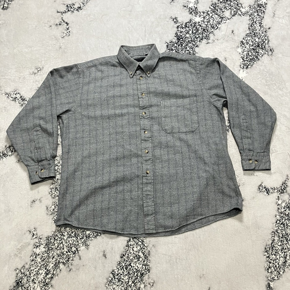 Burberry London Flannel Button Front‎ Shirt Mens Size Large Gray Check